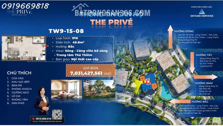 The Prive căn hộ hạng sang ba mặt giáp sông  trung tâm quận 2 chỉ 10% ký hợp đồng mua bán căn 1 phòng ngủ duy nhất